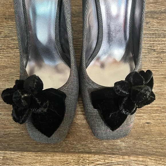 Joey O Plaid Shoes with Velvet Bow Detail - Grey/Red/Black - Picture 5 of 12